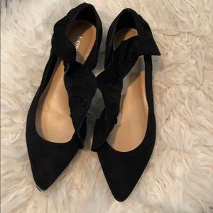 Express suede black pointed ruffled flats